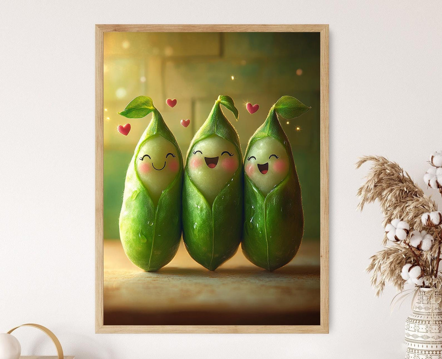 Affiche Petits Pois dans une Cosse – Poster Art Amusant d'Ami Légume