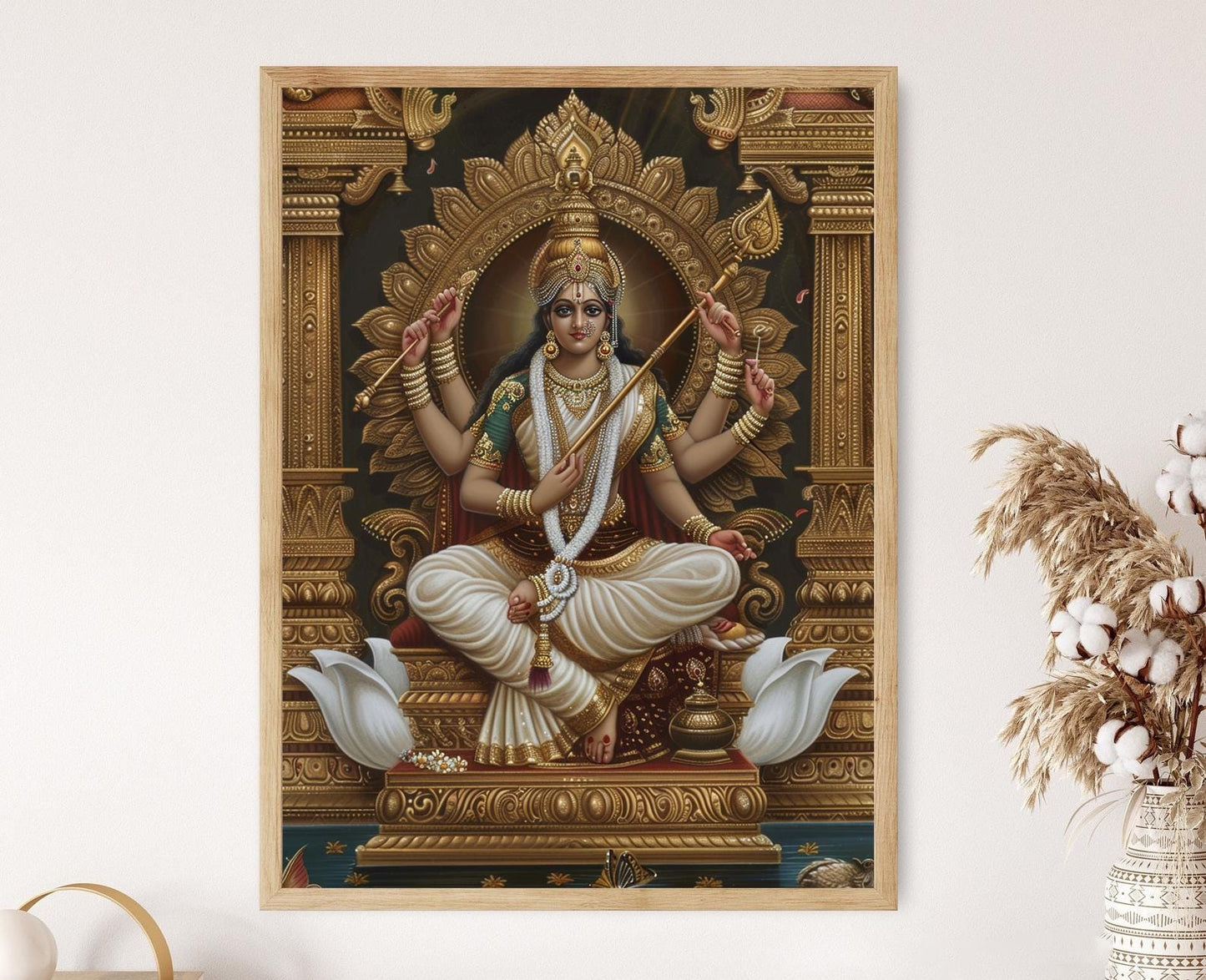 Affiche de peinture Tanjore – Poster de la déesse Saraswati en Giclée