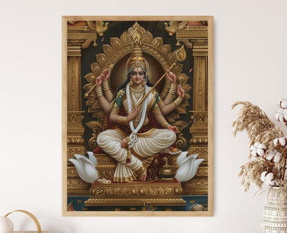Affiche de peinture Tanjore – Poster de la déesse Saraswati en Giclée
