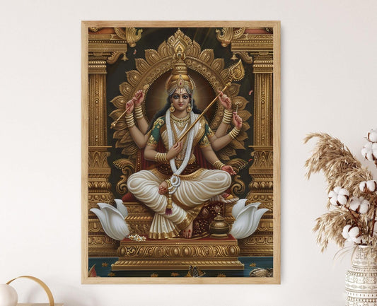Affiche de peinture Tanjore – Poster de la déesse Saraswati en Giclée