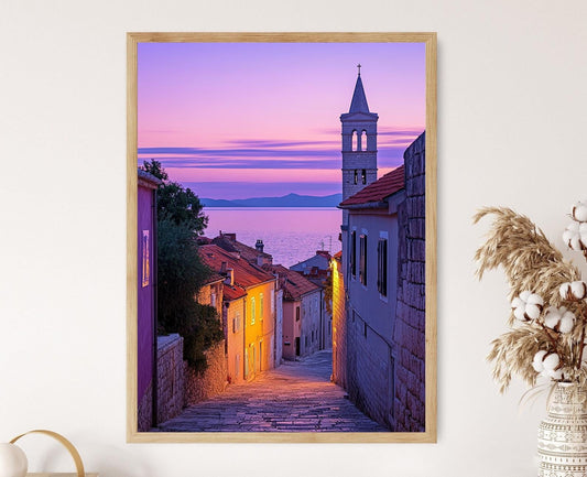 Affiche Zadar – Poster Église St. Donat et coucher de soleil adriatique