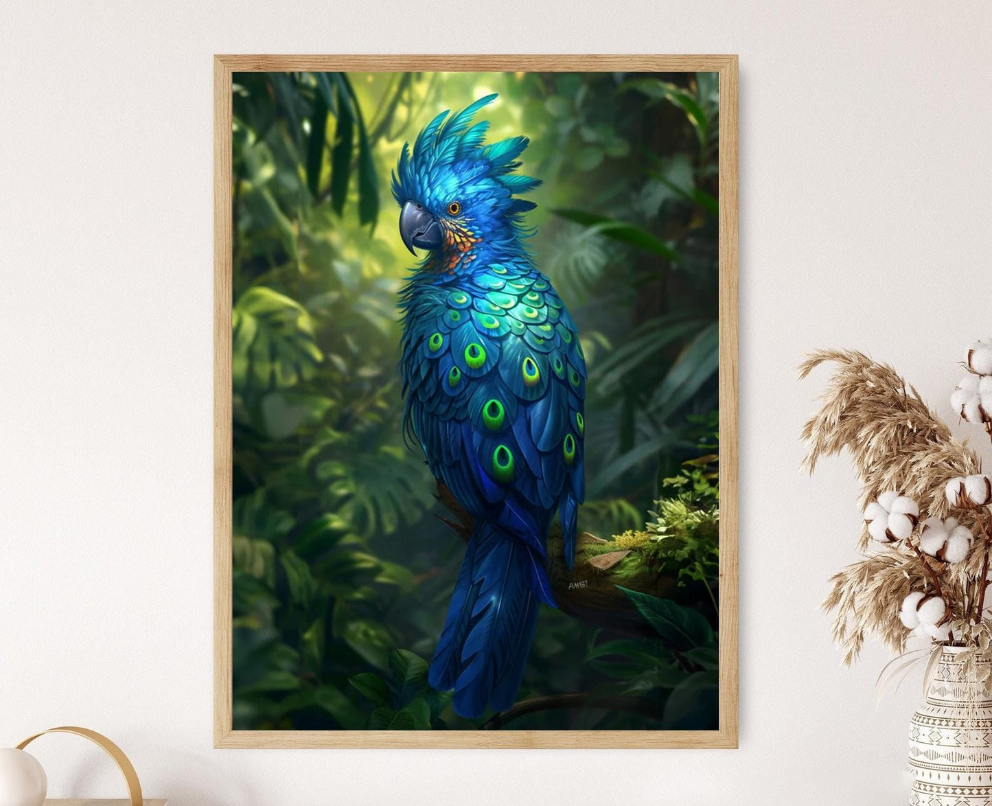 Affiche Perroquet Bleu – Poster Art Décor Faune Exotique