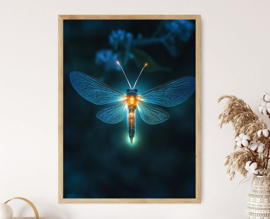 Affiche Lueur de Lucioles – Impression Art Bioluminescente Macro