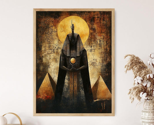 Affiche Osiris – Impression artistique du Roi Éternel et des Pyramides au Lever du Jour