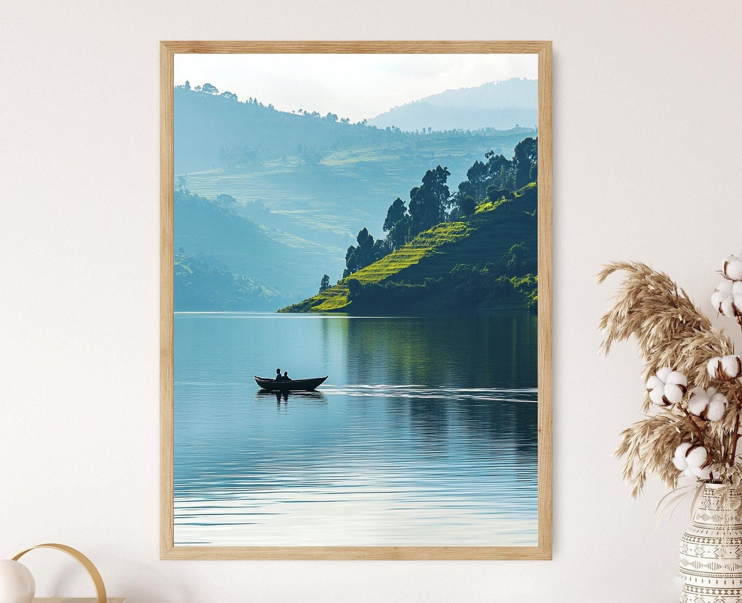 Affiche Lac Bunyonyi – Impression artistique des collines verdoyantes et îles