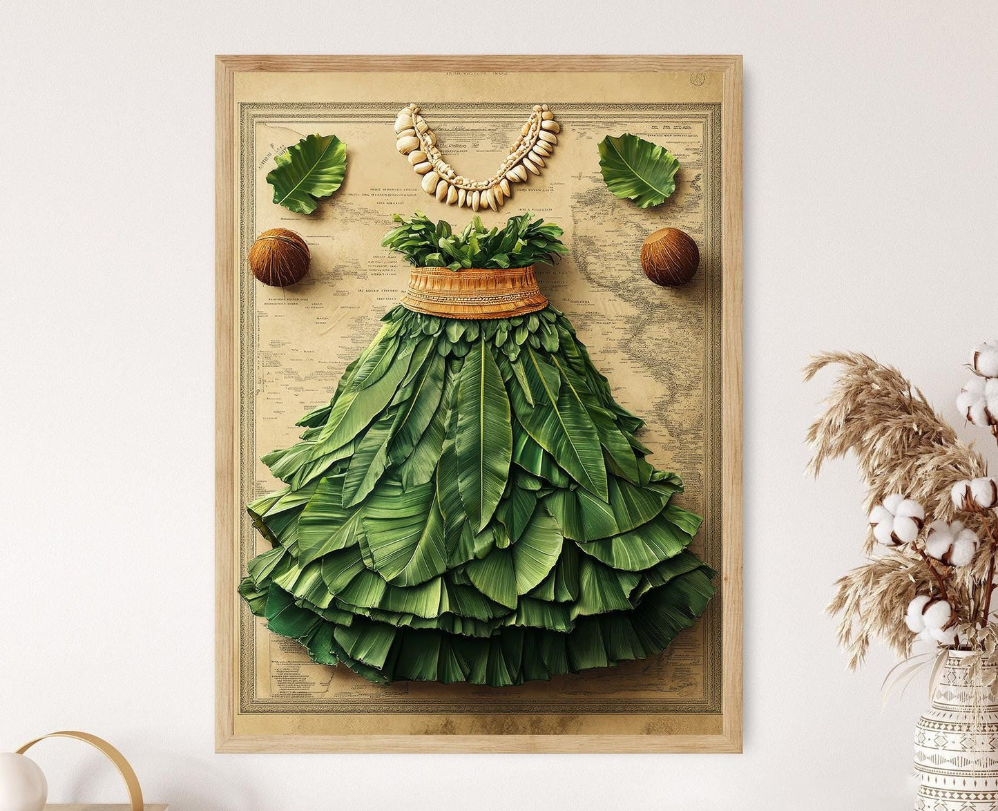 Affiche Hula Hawaiian – Illustration de jupe et top coco danser