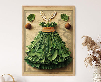 Affiche Hula Hawaiian – Illustration de jupe et top coco danser