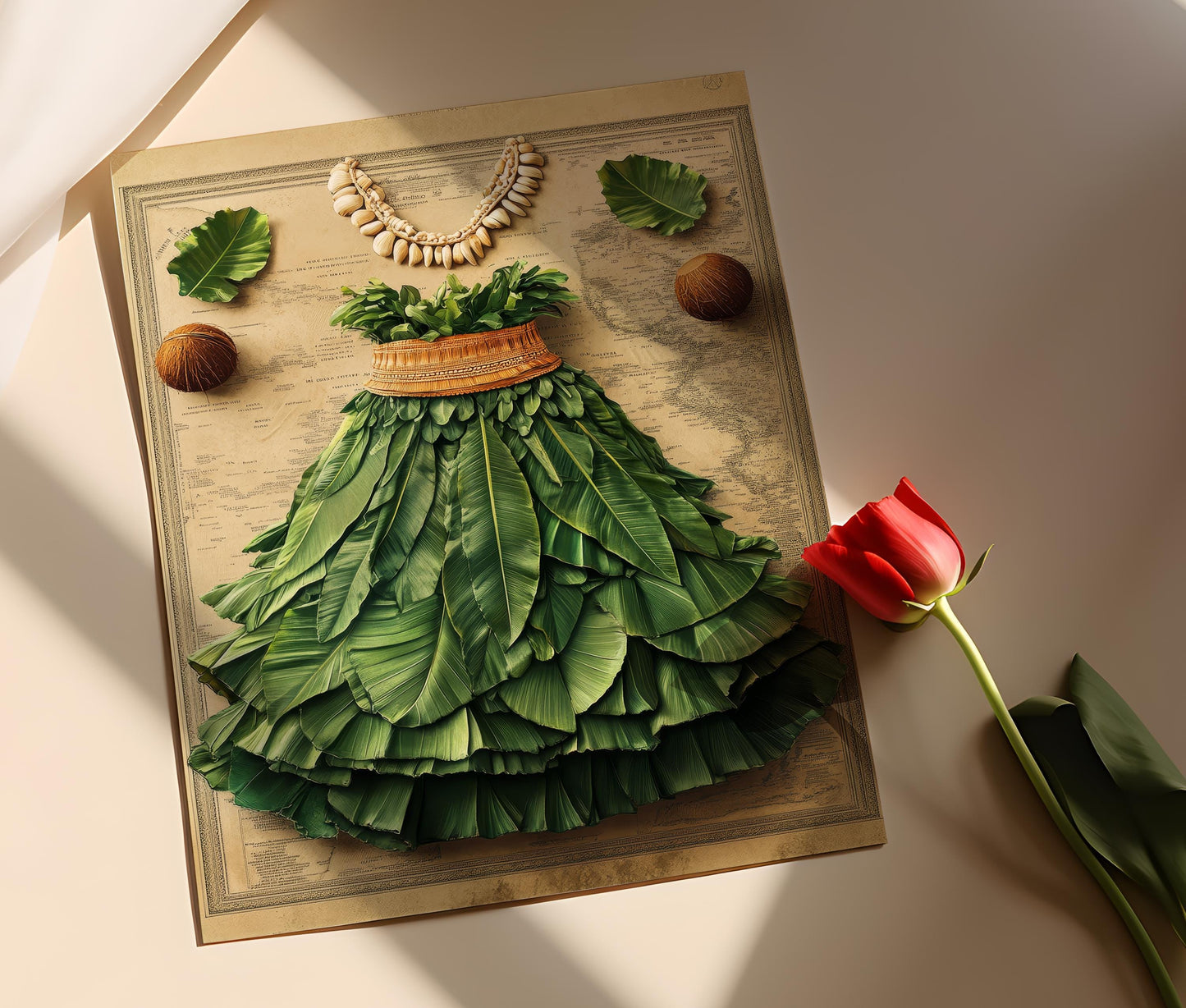 Affiche Hula Hawaiian – Illustration de jupe et top coco danser