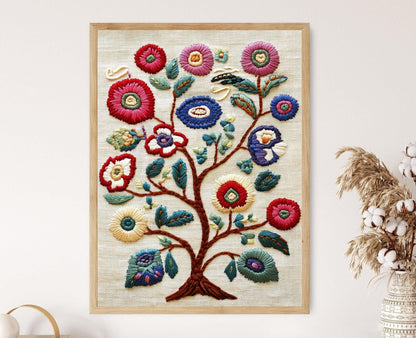 Affiche Folklore Balkan – Poster Impression Fleurs Serbes élégantes