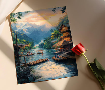 Affiche Laguna Village – Poster Traditions Filipines, Scène Aquatique