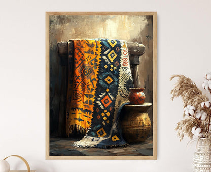 Affiche Bogolan Malien – Poster en Textile Terreux et Artistique