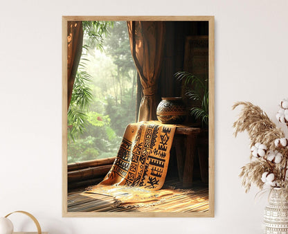 Affiche Art en Écorce d'Ouganda – Poster avec Motif Rustique