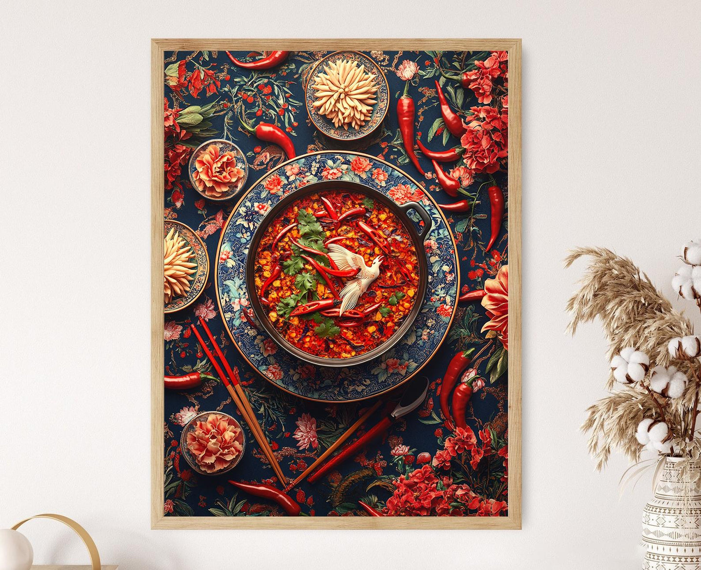 Affiche Art Culinaire Chinoise – Poster Illustré Motif Phoenix