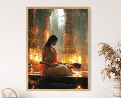 Affiche Artiste de Veena dans un Temple – Décor Musique Classique