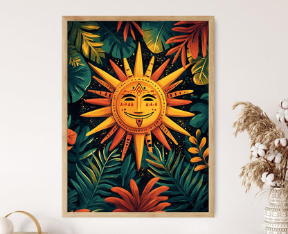 Affiche Soleil Taíno – Poster Illustration d'Art Tribal Porto-Ricain