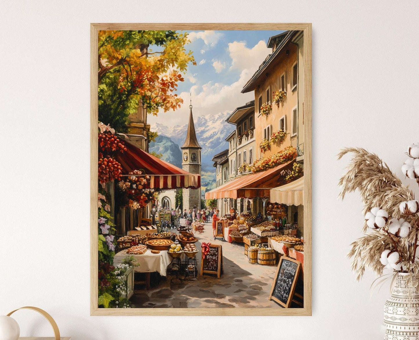Affiche Zurich Marché Suisse – Poster Fondue et Chocolats Suisses
