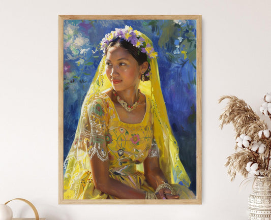 Affiche Robe Filipine Traditionnelle – Portrait Artisanal Femme Culturel