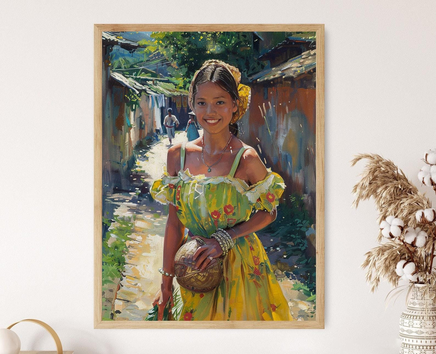 Affiche Femme Filipine – Impression Artiste en Robe Traditionnelle