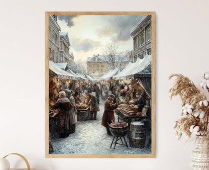 Affiche Helsinki – Poster Marché finlandais avec viande de renne et jus de canneberge