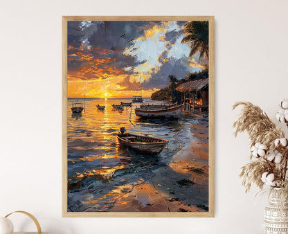 Affiche Liberté – Impression artistique côtière du Salvador au crépuscule