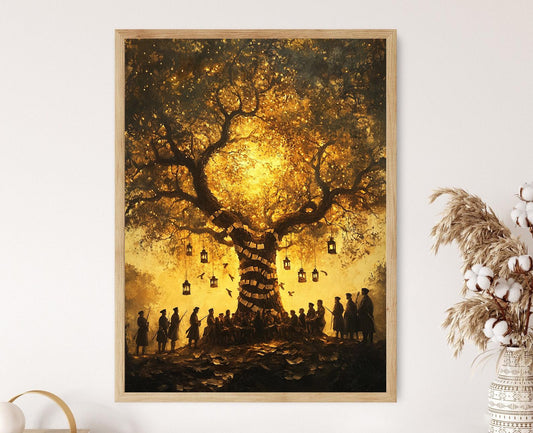 Affiche Arbre de la Liberté de Boston – Poster Art Révolutionnaire USA