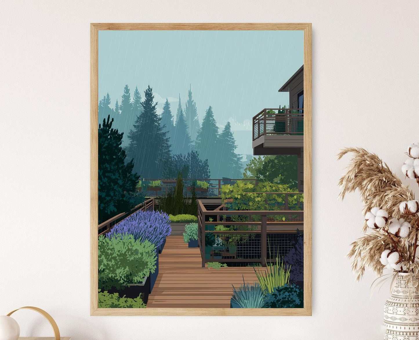 Affiche Jardin de Seattle – Impression Art Rainy Day en Lavande