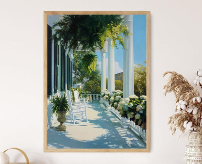 Affiche Charleston – Impression d'hortensias, scène de jardin côtier