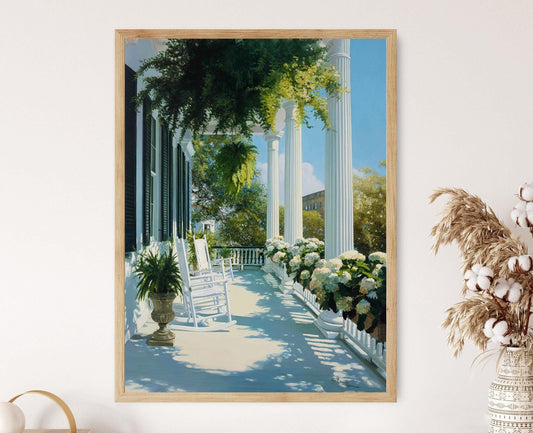 Affiche Charleston – Impression d'hortensias, scène de jardin côtier