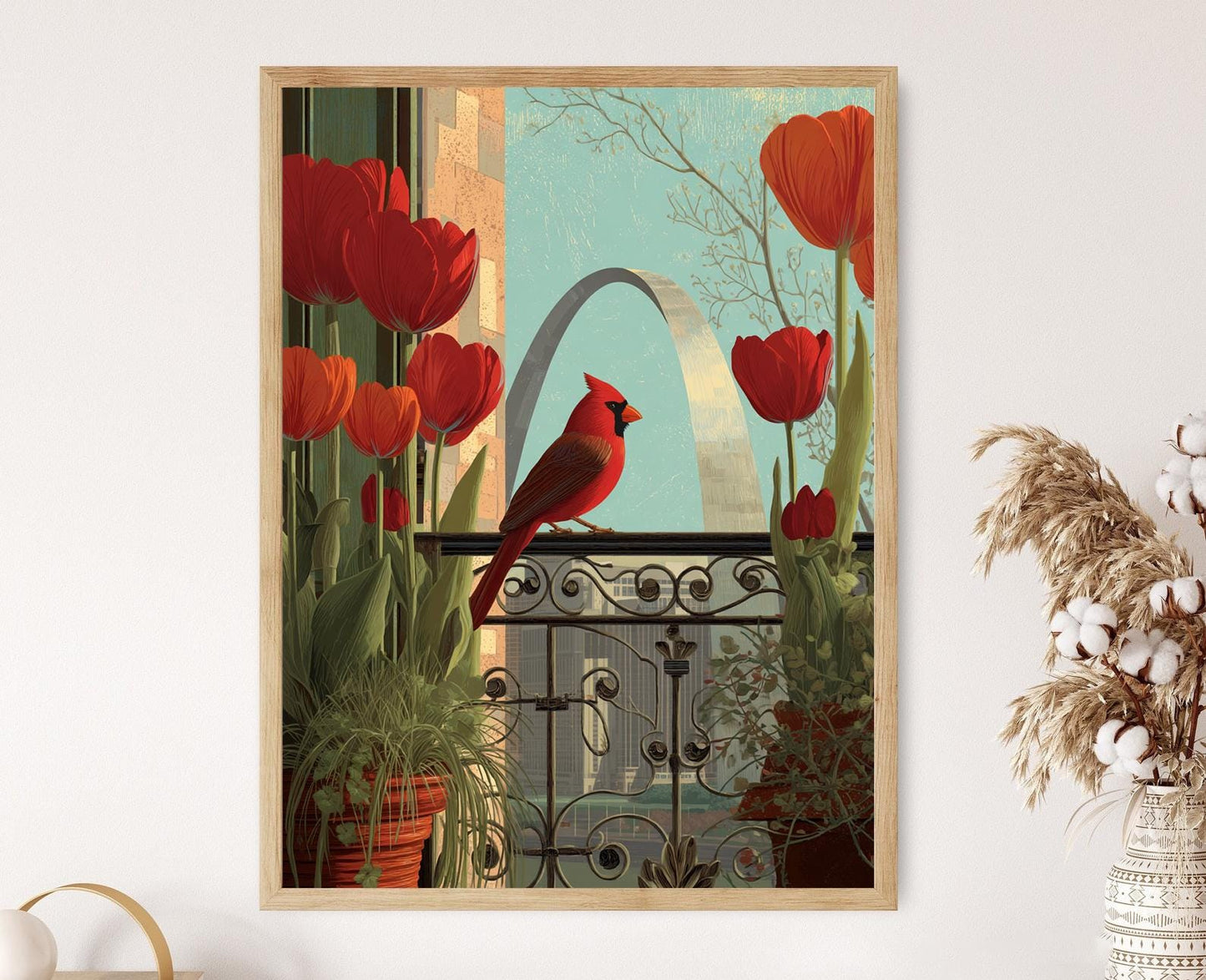 Affiche Saint-Louis : Impression d'Art avec Cardinal et Arc de Gateway