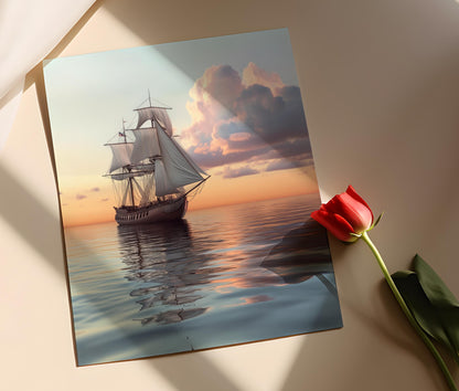 Affiche Mayflower en Mer Calme – Art Impression de l'Histoire Américaine