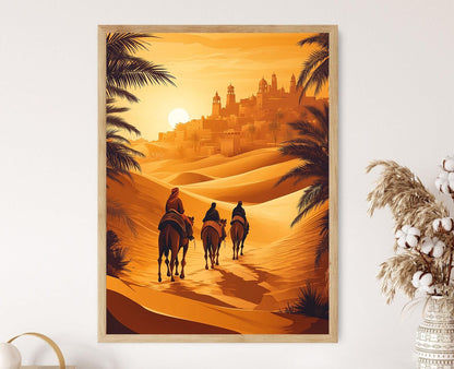 Jemenitisches Karawanenplakat – Traditionelles Wüstenkunstplakat