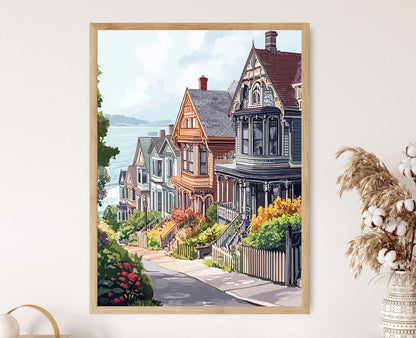 Affiche Victorienne Eureka – Illustration Architecture Côtière de Californie