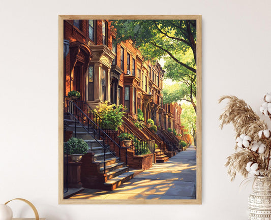 Affiche Brooklyn Brownstone – Illustration d'architecture urbaine à NYC