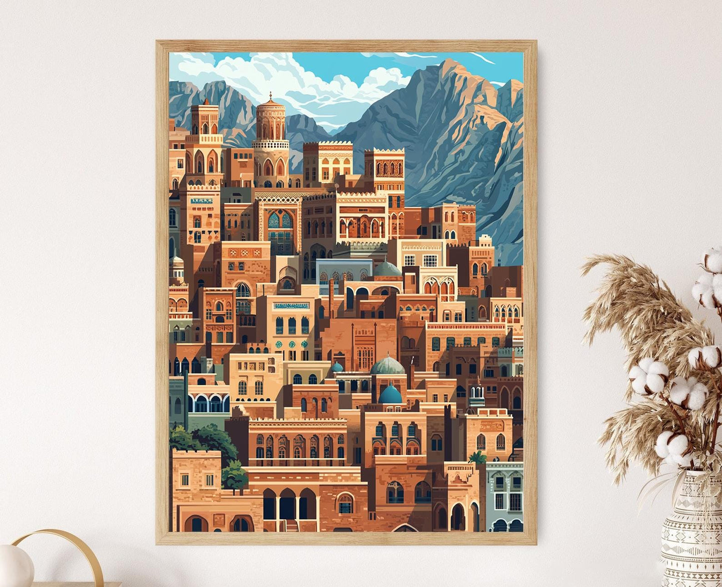 Affiche Vieille Sana'a – Illustration d'Architecture Historique du Yémen
