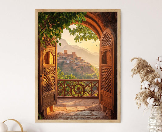 Affiche Château Al-Qahira - Imprimé culturel de la forteresse montagneuse