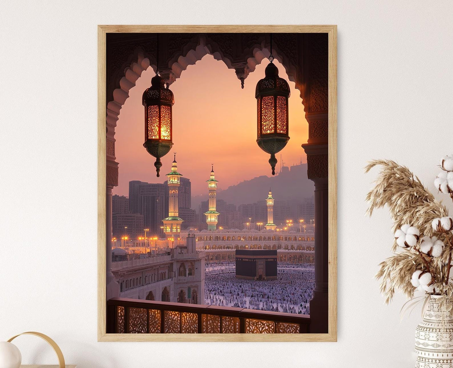 Affiche Kaaba au Crépuscule – Art Islamique, Tapis de Prière & Lanternes