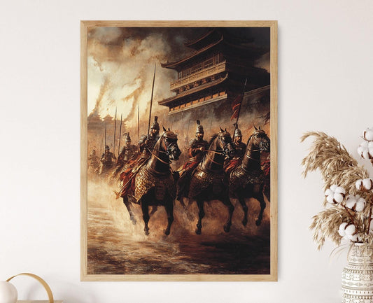 Affiche Art de la Bataille de Chariot de la Dynastie Han – Scène Militaire Historique