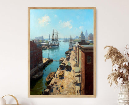Affiche Port Colonial de Philadelphie – Impression Art de Bateau Historique