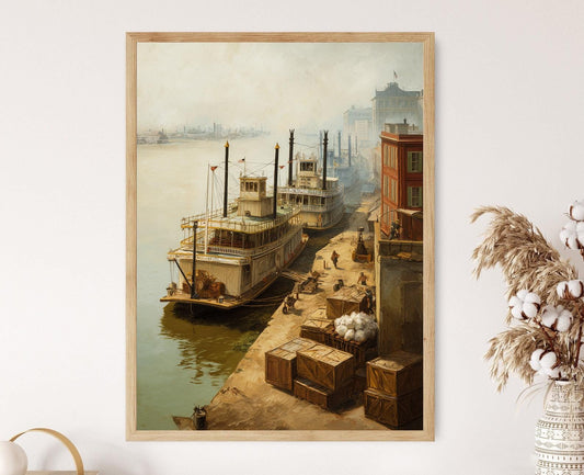 Affiche de la Nouvelle-Orléans – Poster de port à vapeur historique