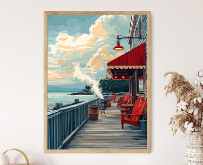 Affiche Bar Harbor - Art de fruits de mer côtiers en illustration vectorielle