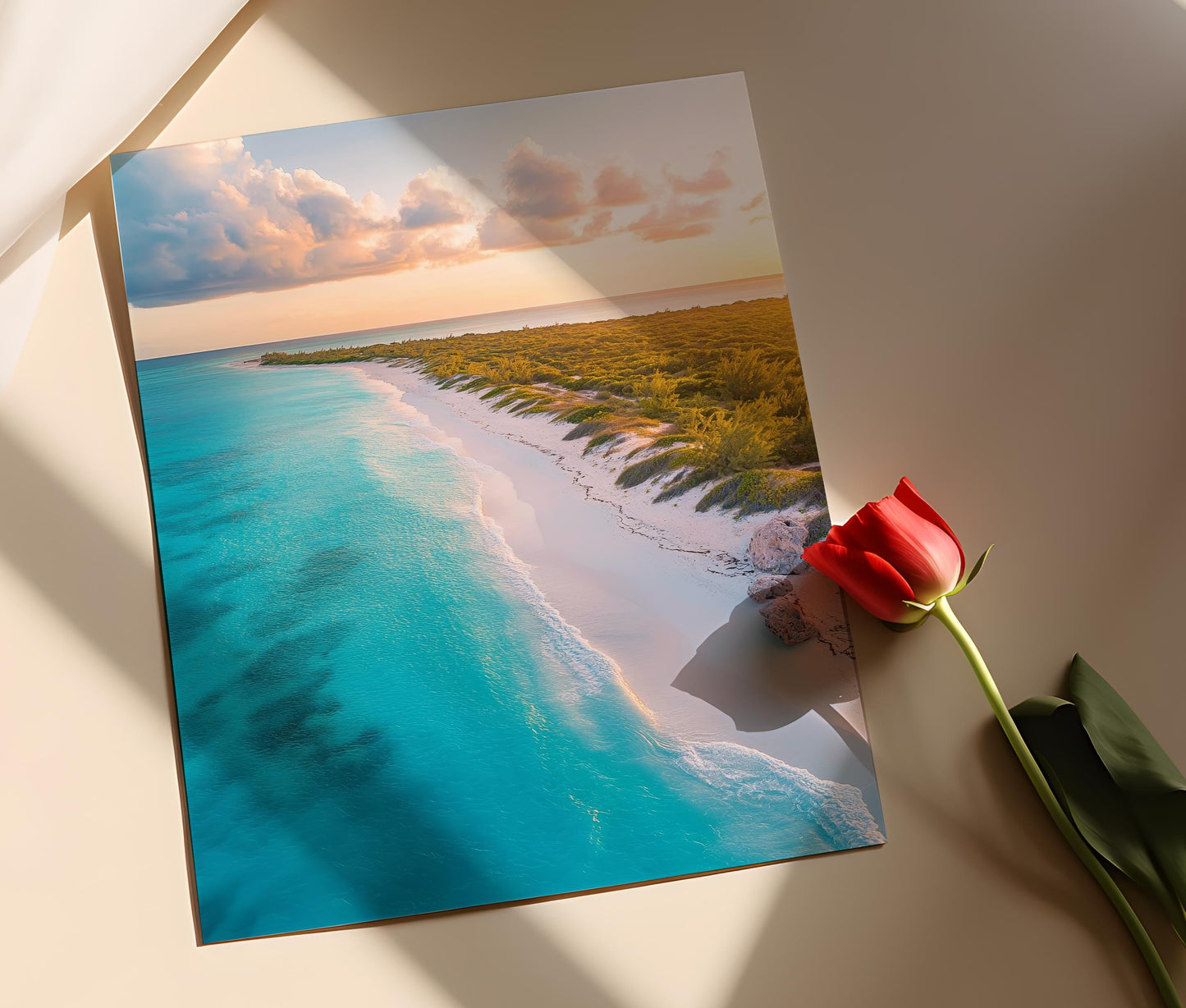 Affiche Grace Bay – Poster Art Turquoise et Sable Blanc des Îles Turques