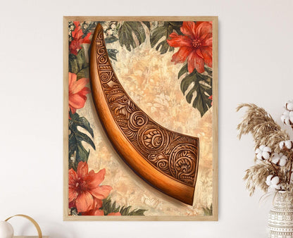 Affiche Canoë Maori – Art Print Traditionnel de Nouvelle-Zélande