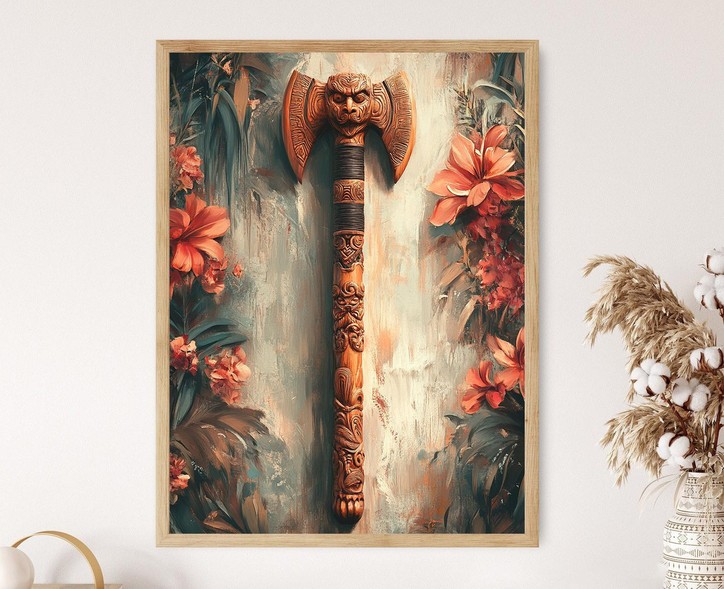 Affiche Taiaha Maori – Poster Art de la Guerre, Décor Indigène de Nouvelle-Zélande