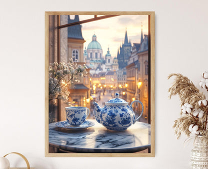 Affiche Café de Prague – Poster Art sur le Service à Thé Tchèque