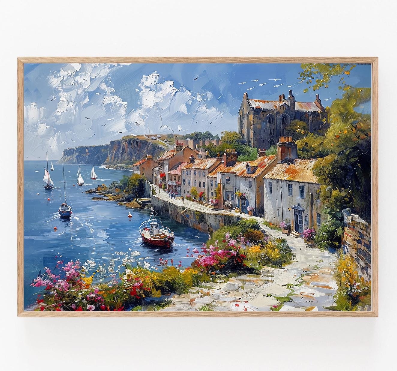 Affiche Côte de Whitby – Poster d'art charmant de bord de mer