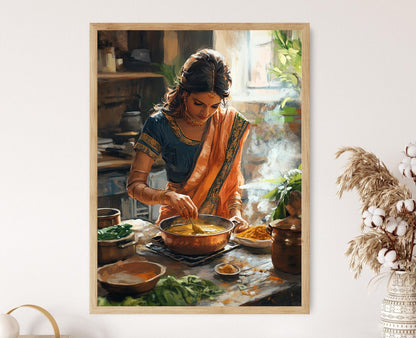 Affiche de Cuisine Indienne – Illustration Rustique de Curry