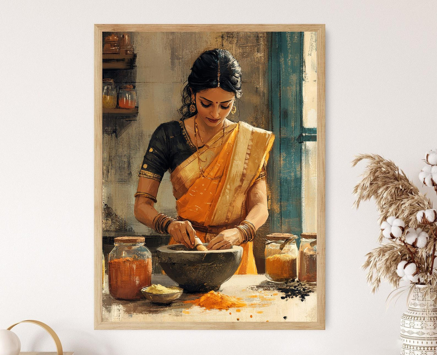 Affiche Épices Indiennes – Poster Art Culinaire Rustique