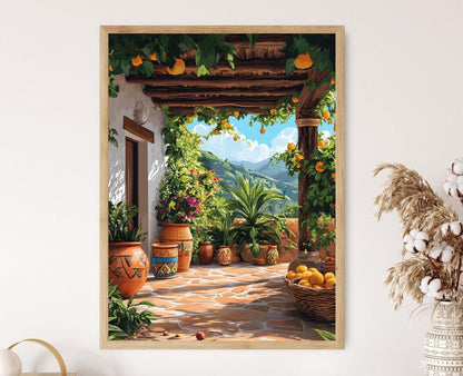 Affiche Équateur – Poster Canastas et Fruits, Décor Culturel Rustique