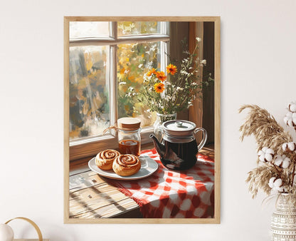 Affiche Fika Suédoise : Petits Pains à la Cannelle & Café, Art Nordique