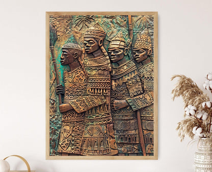 Affiche Plaque en Bronze du Bénin – Poster Art Africain Coloré